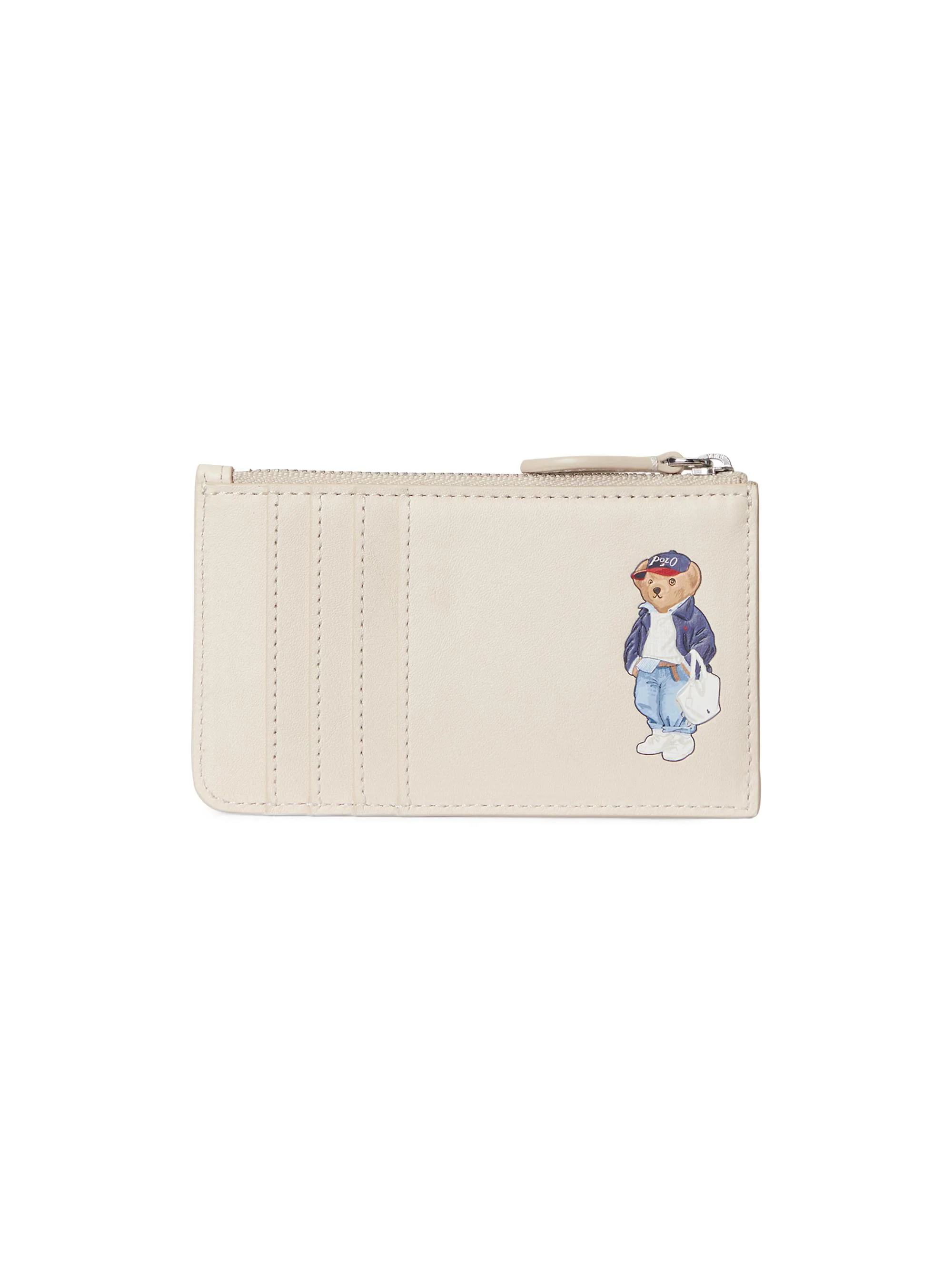 Women's Spring Bear Leather Zip Card Case - Parchment - 1