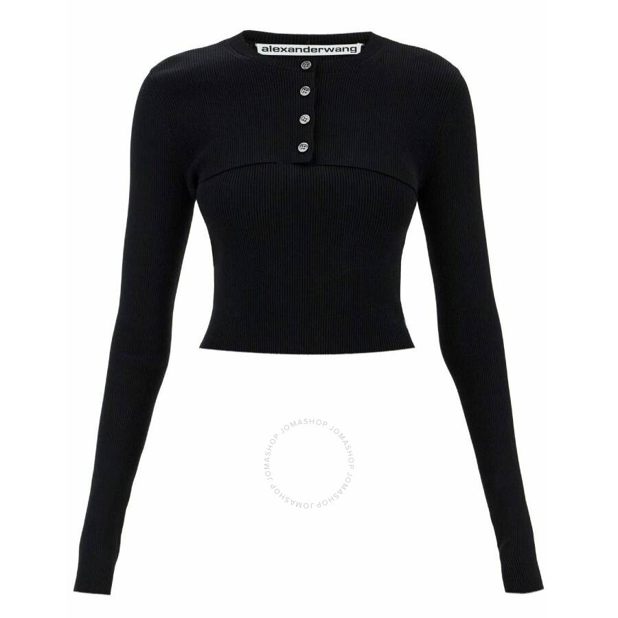 T by Alexander Wang Ribbed-Knit Double Layer Top - 1