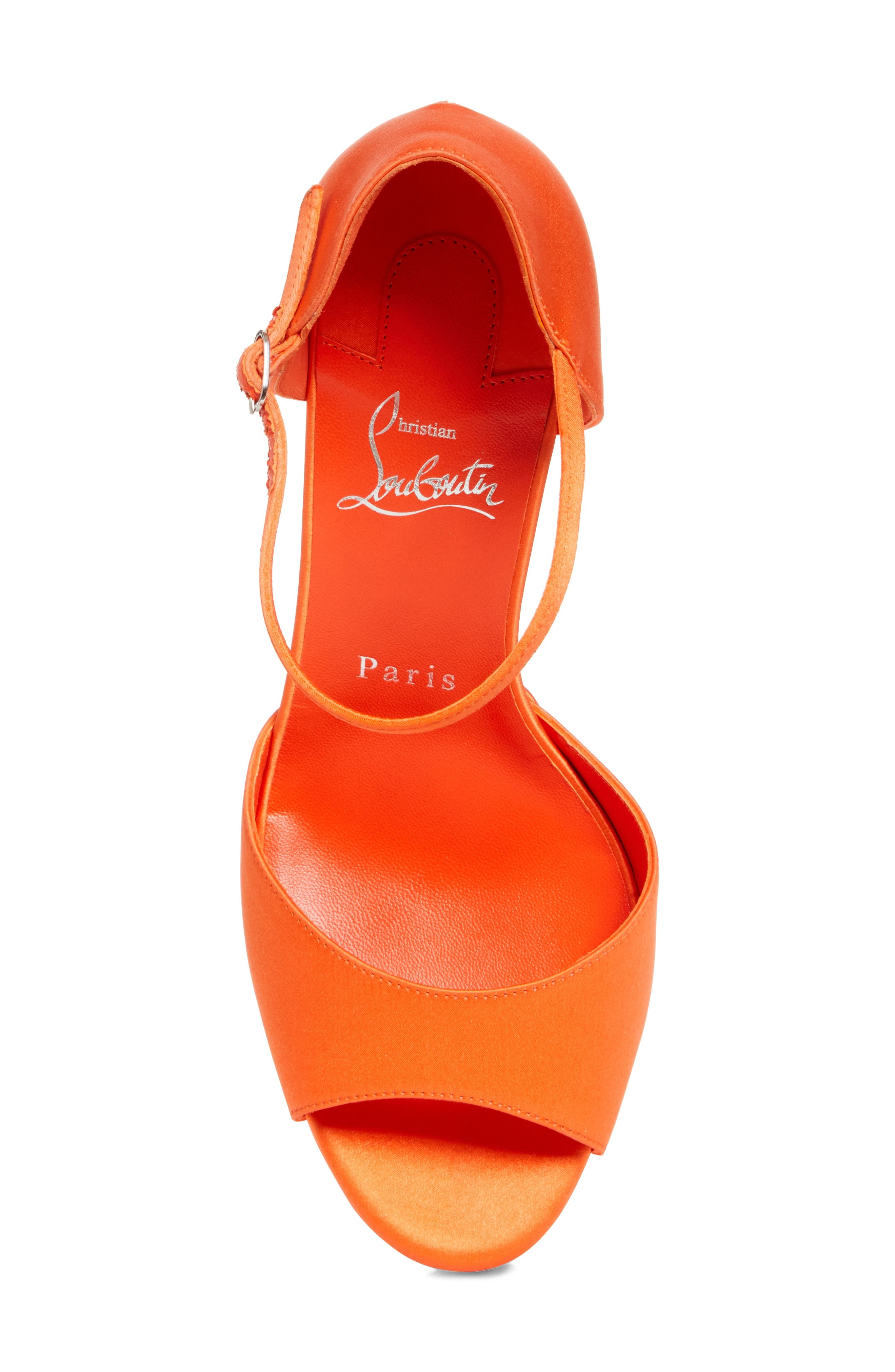 Christian Louboutin Sandaloo Silk Satin Platform Sandal in Magma/Lin Magma at Nordstrom - 5