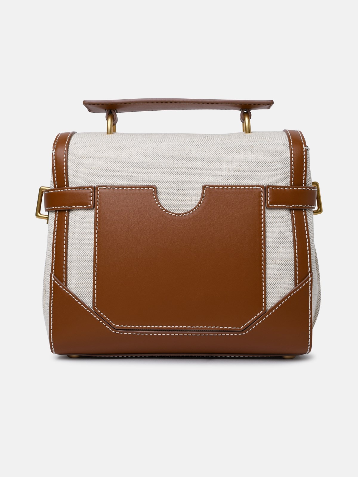 'B-BUZZ 23' BROWN LEATHER AND FABRIC BAG - 3