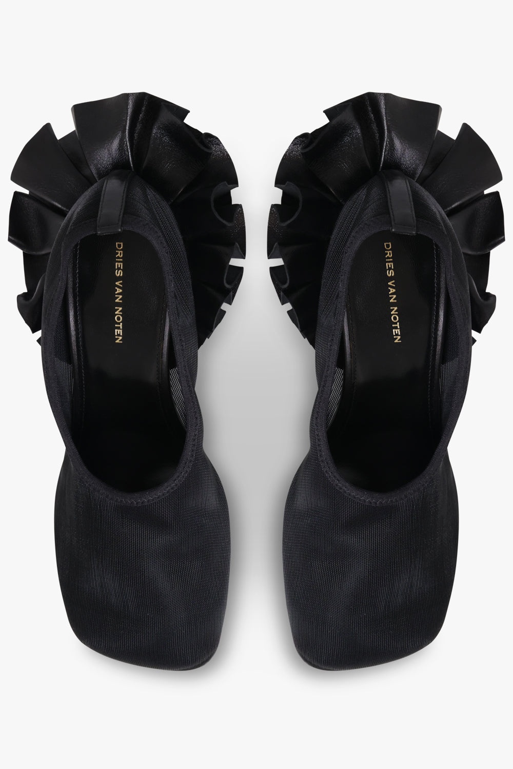 CURVED 75MM FRILL HEEL SLIPPER PUMP | BLACK - 4