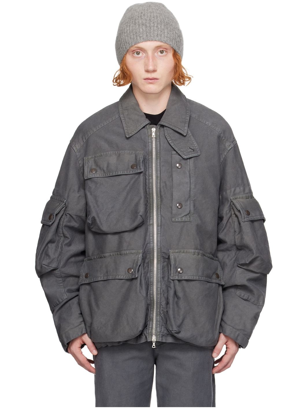 Gray Flap Pocket Jacket - 1