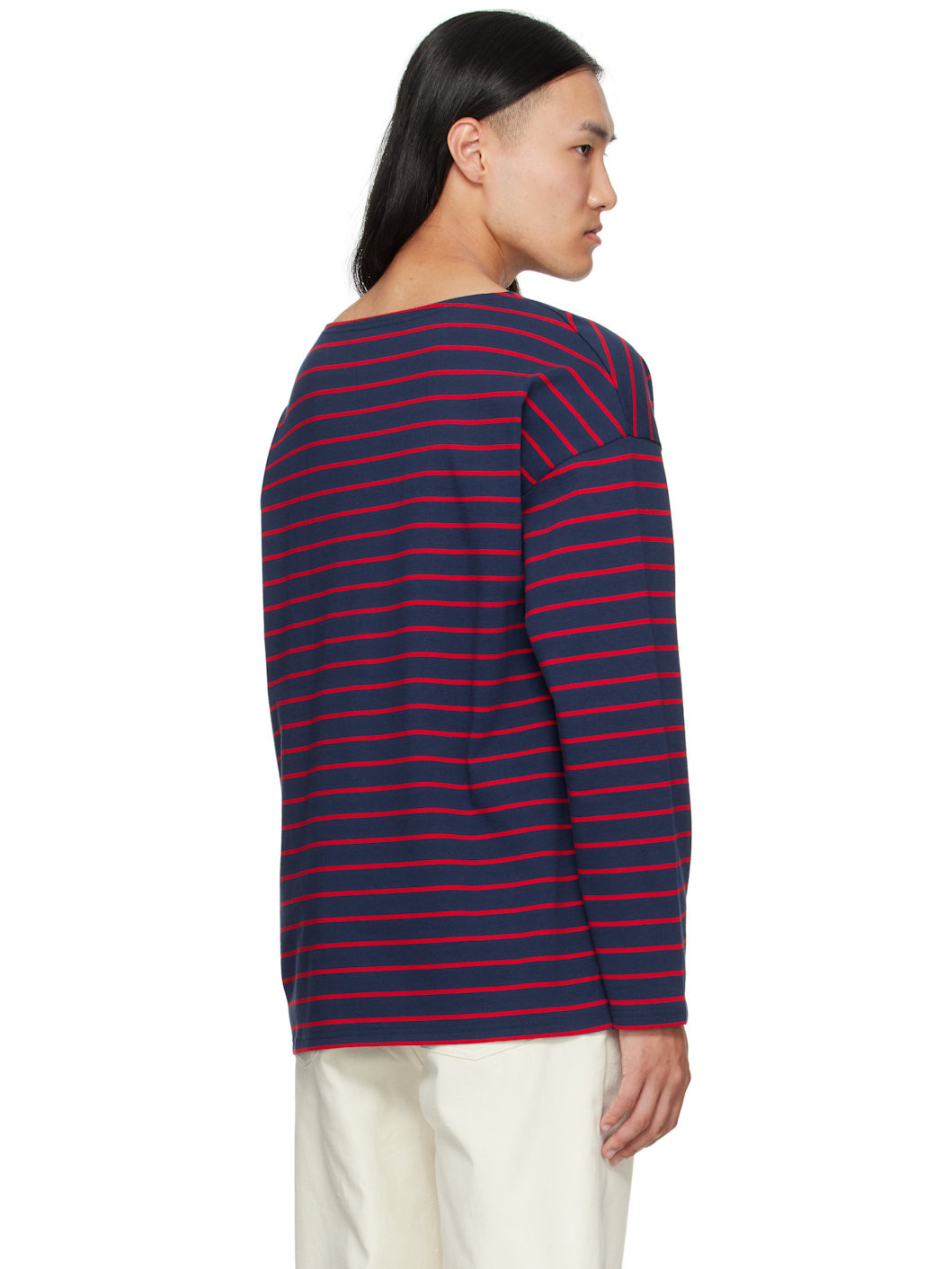Red & Navy 'Chez Valentino' Print Long-Sleeved Cotton T-shirt - 3