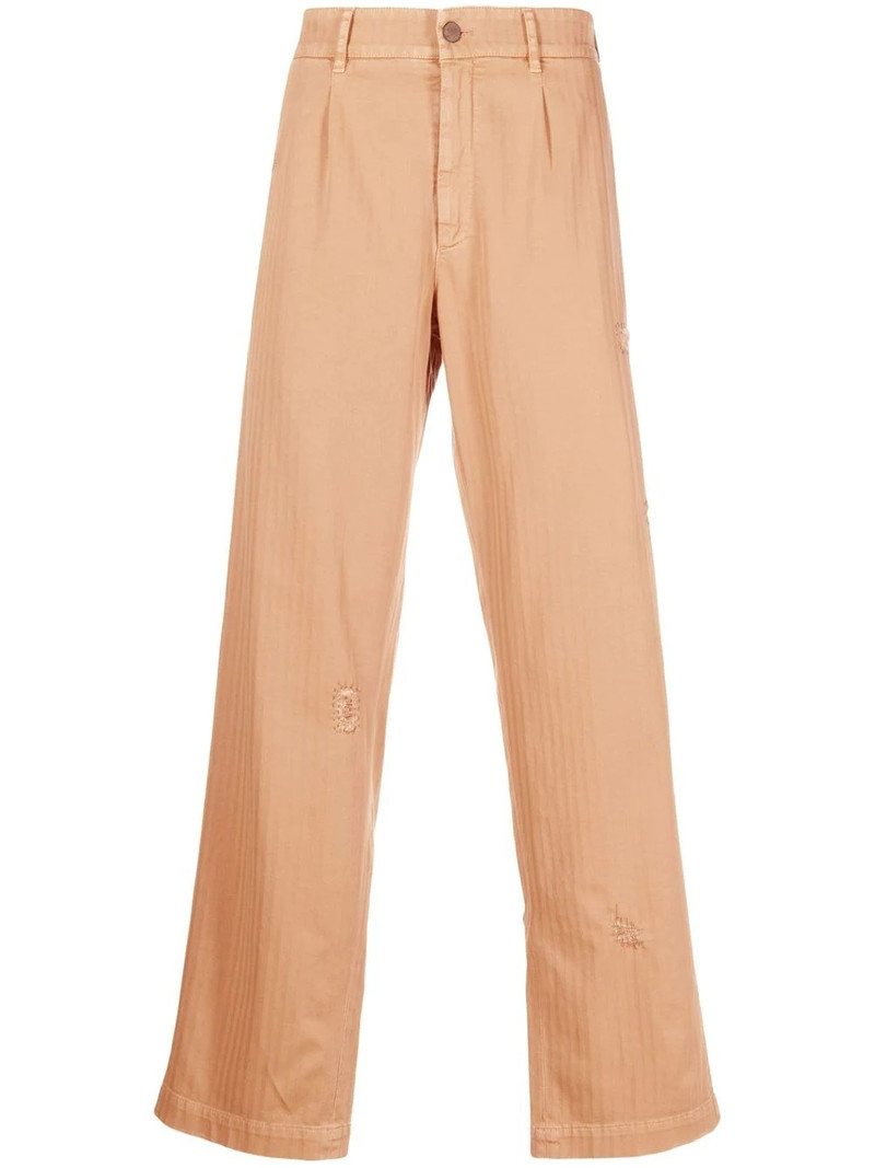 ripped-detail straight-leg trousers 1