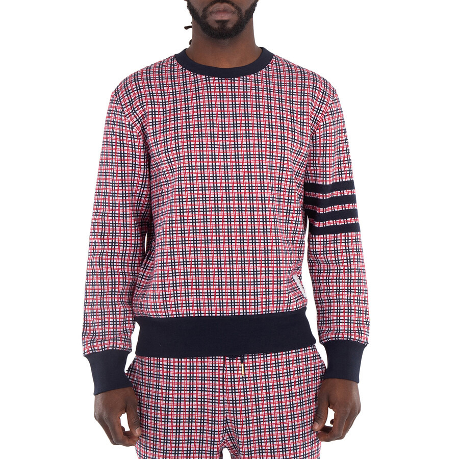 Thom Browne Men's Cotton Check Jacquard 4-Bar Sweatshirt - 4