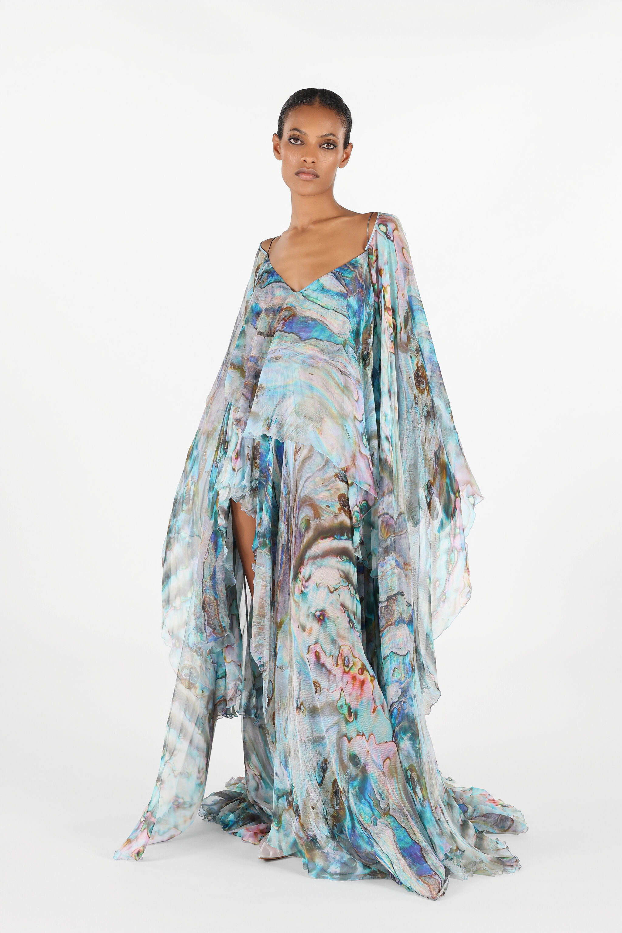 Mermaid Print Long Dress - 2