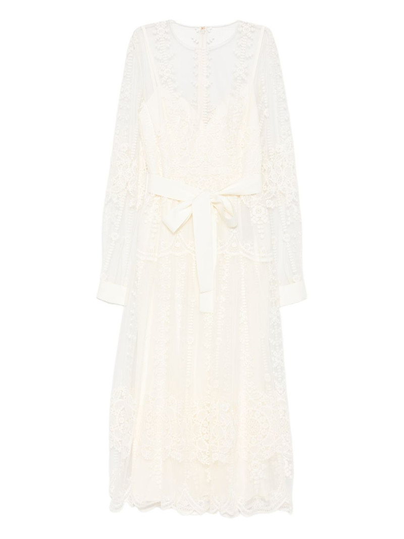lace belted midi dress 1