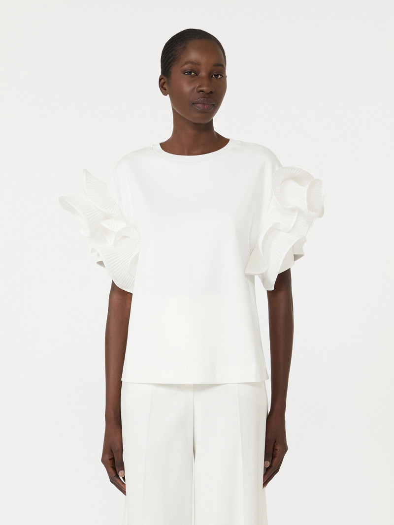 COSTONE Ruched jersey T-shirt - WHITE 3