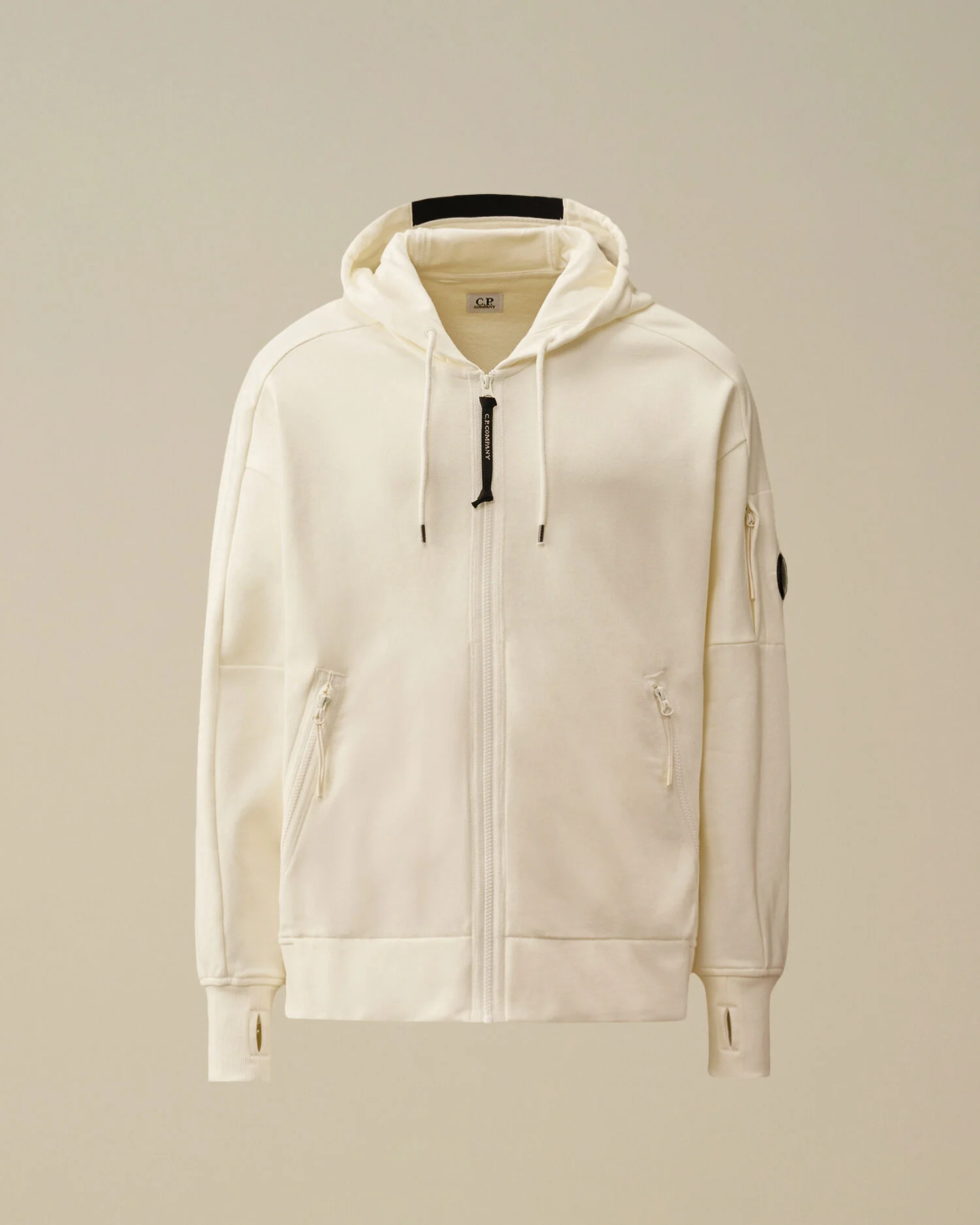 Diagonal Raised Fleece Hooded Full Zip Sweatshirt - 1