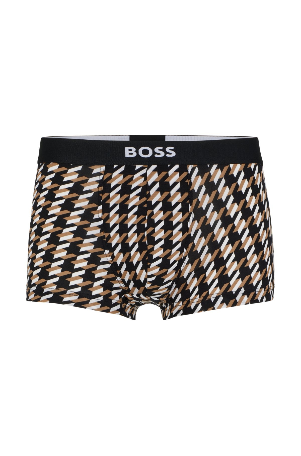 LOGO-WAISTBAND REGULAR-RISE TRUNKS WITH HOUNDSTOOTH PRINT - 1
