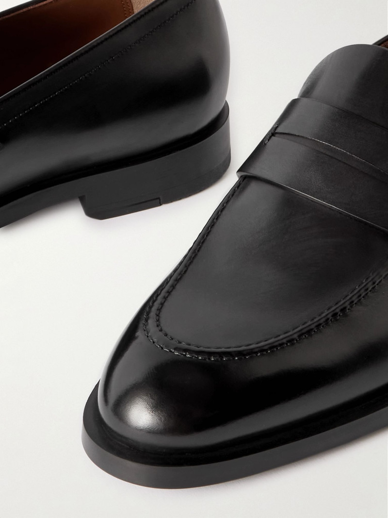 New Classic Flex Glossed-Leather Penny Loafers Black 6