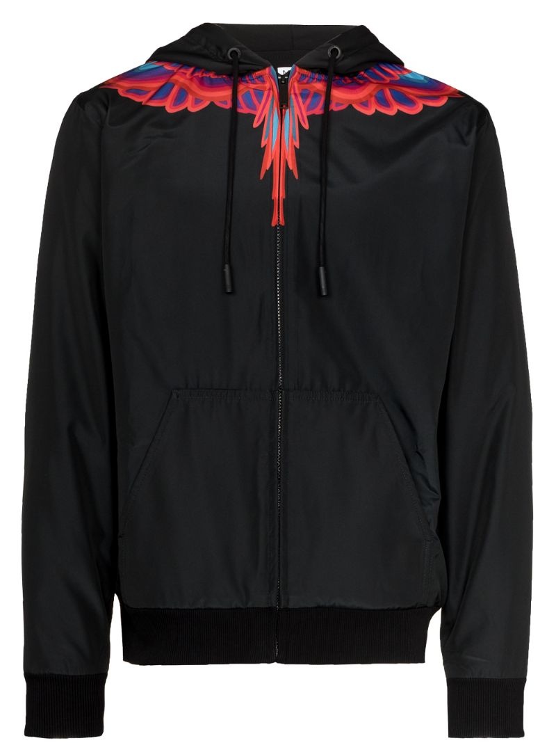 Curved Wings-print hooded jacket - 1