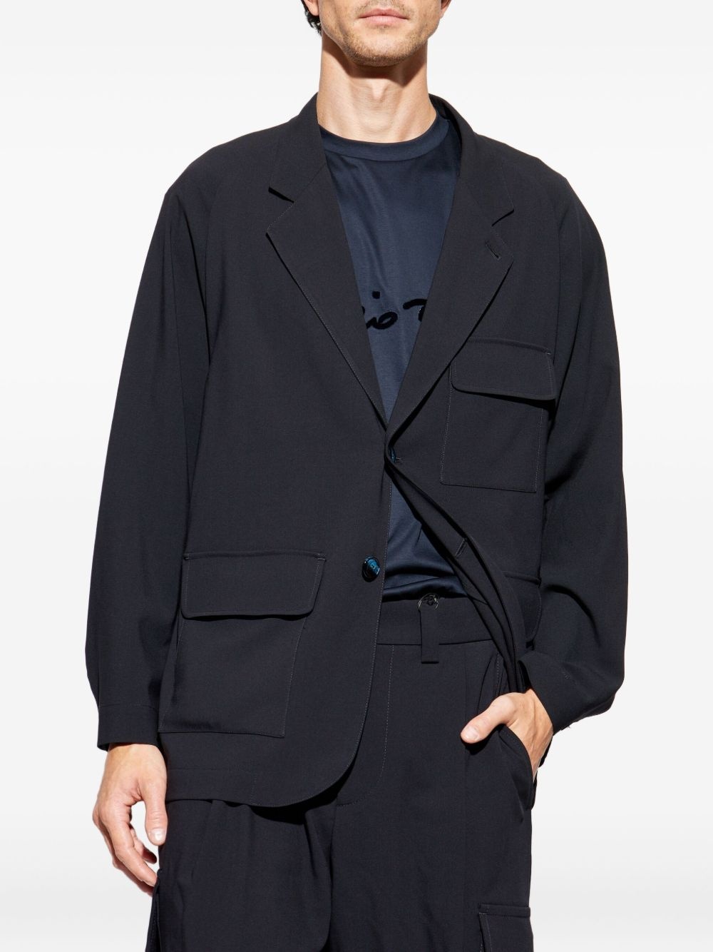 flap-pocket wool blazer - 3