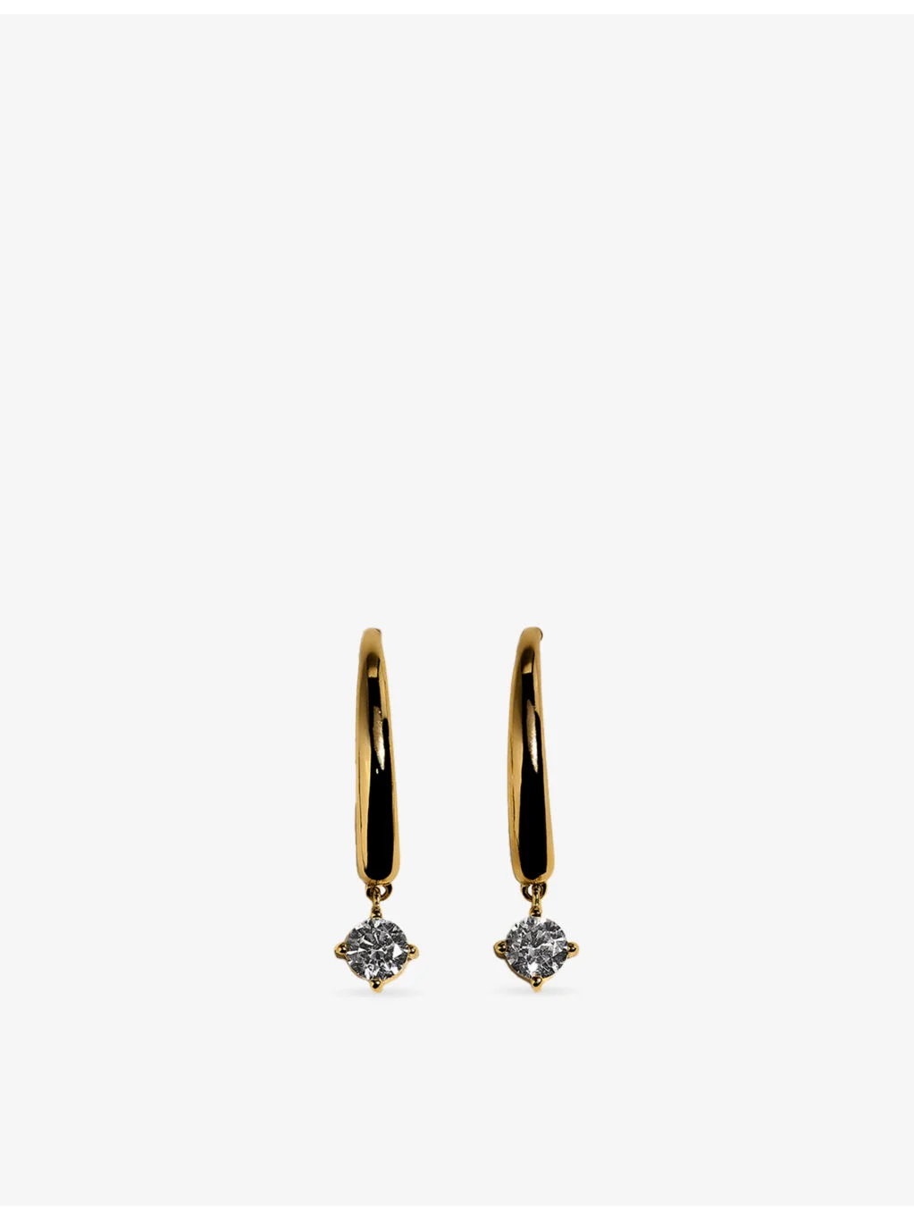 Crystal Charm 18ct Gold Plated Sterling-Silver Hook Hoop Earrings - 1