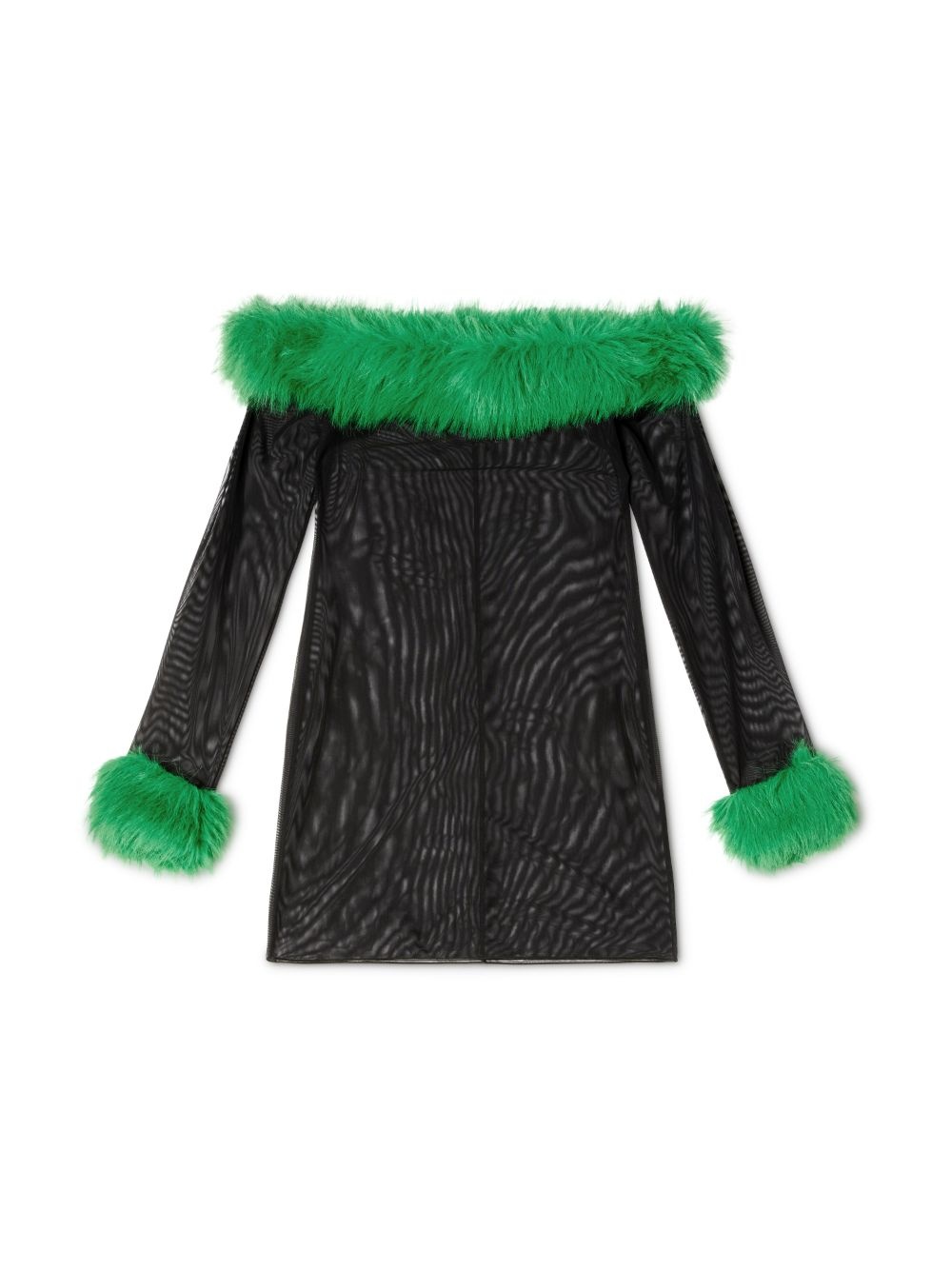 Faux Fur Mesh Minidress - 1