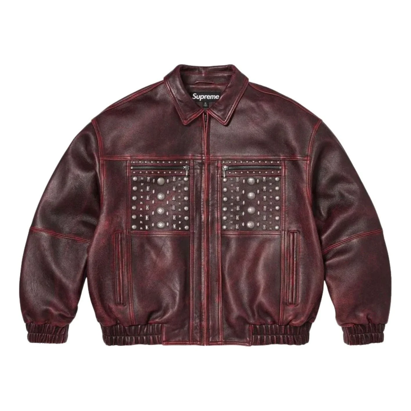 Supreme SS26 Multi Studded Leather Jacket 'Burgundy' SUP-SS26-353-BGD - 1