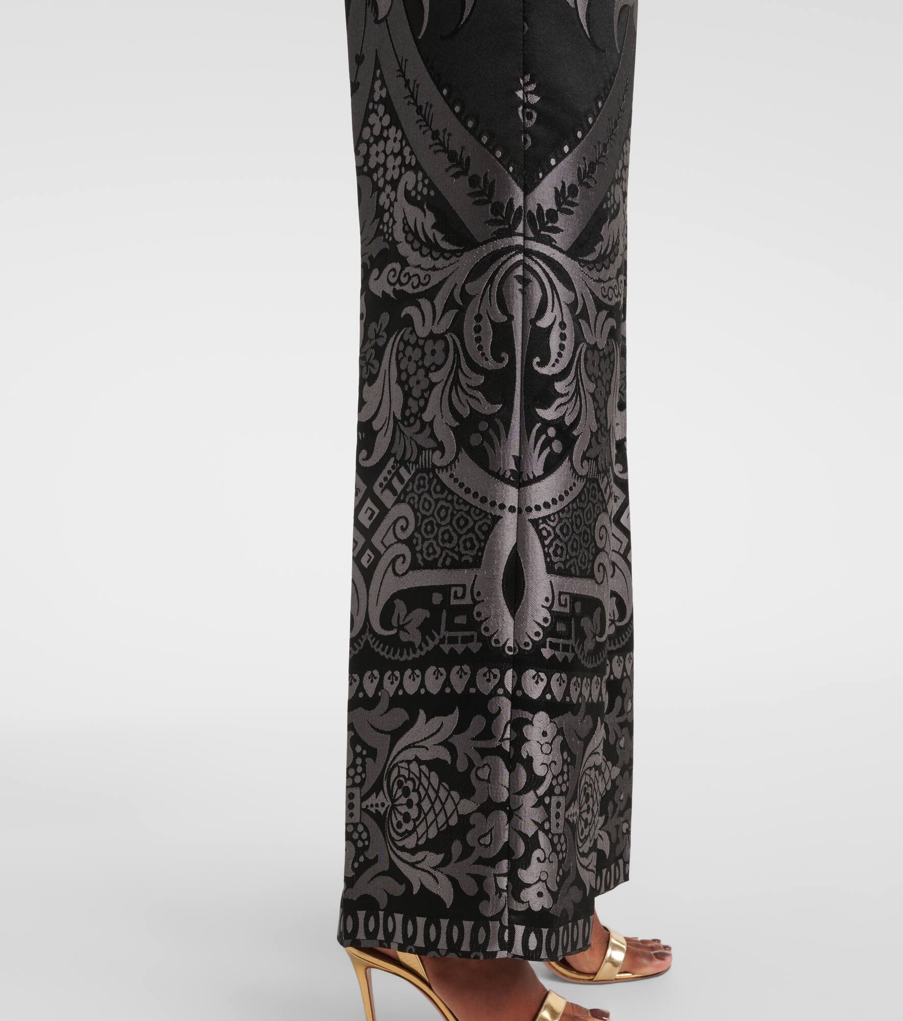 Printed silk-blend wide-leg pants - 6