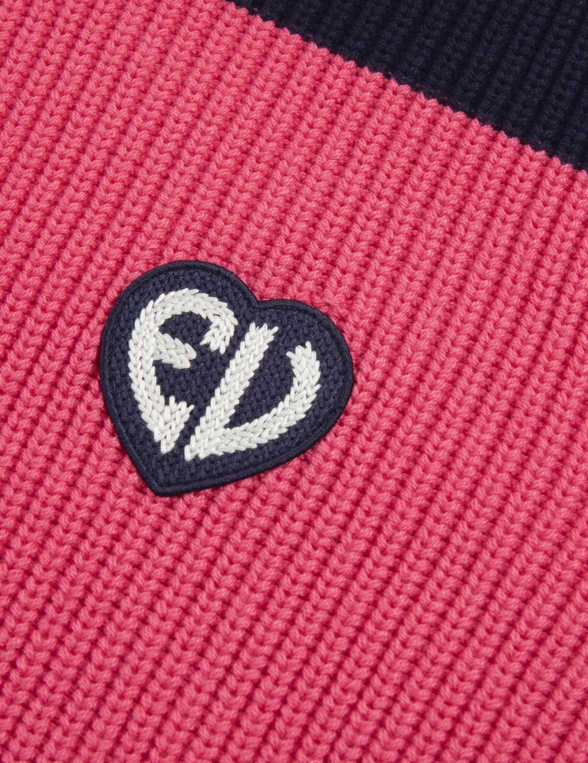“EV” HEART BADGE STRIPED CROPPED HALF-ZIP SWEATER - 10