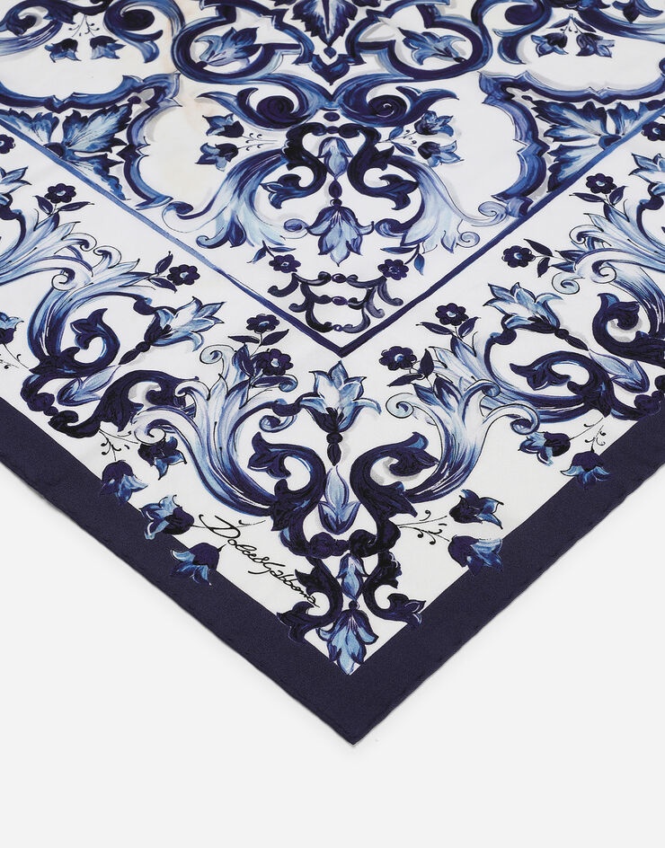 Majolica-print twill scarf (70 x 70) - 3