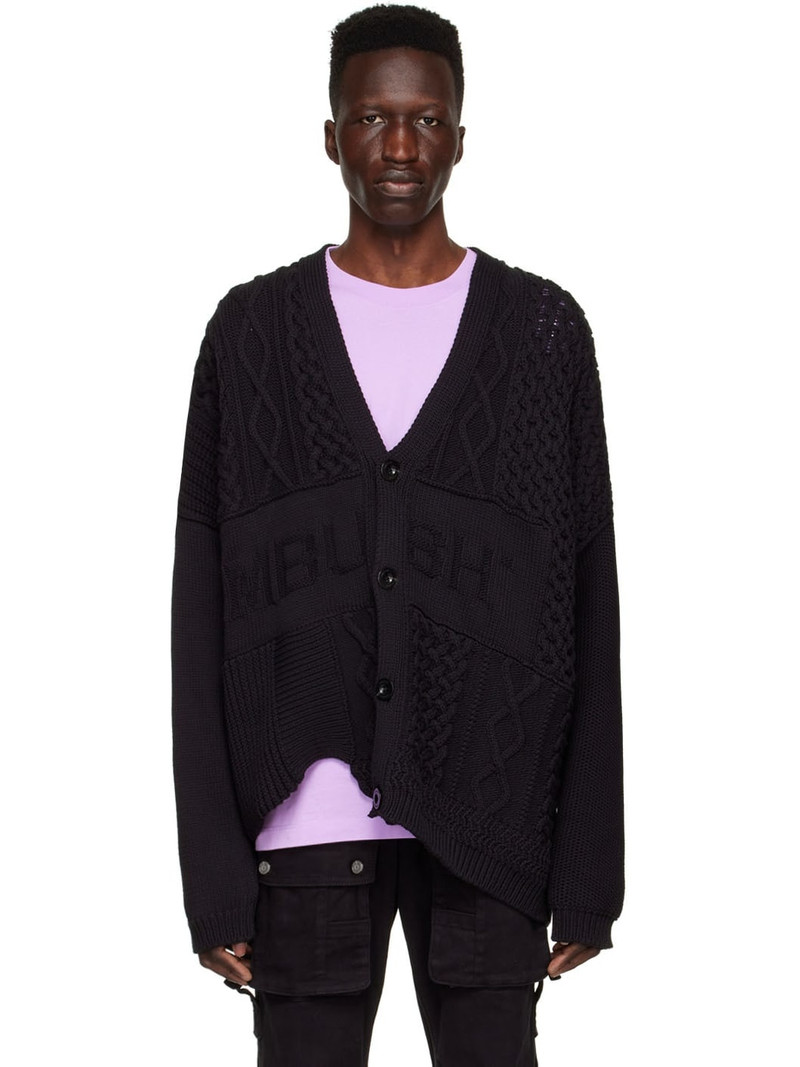 patchwork-knit 로고 세부사항 cardigan - 1