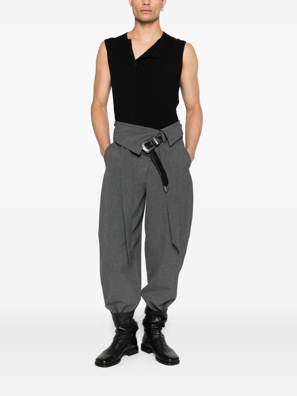 Tegan ribbed button-placket vest - 2