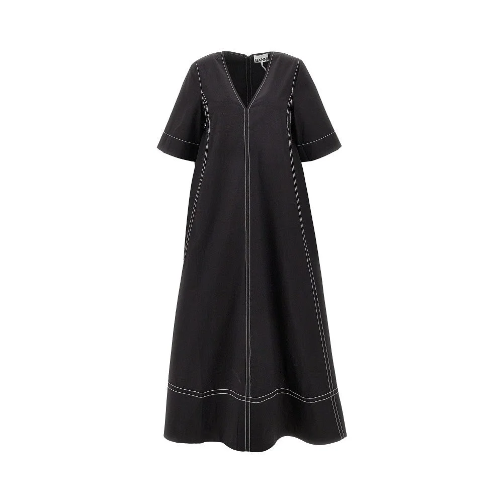 STRETCH POPLIN MIDI DRESS - 1