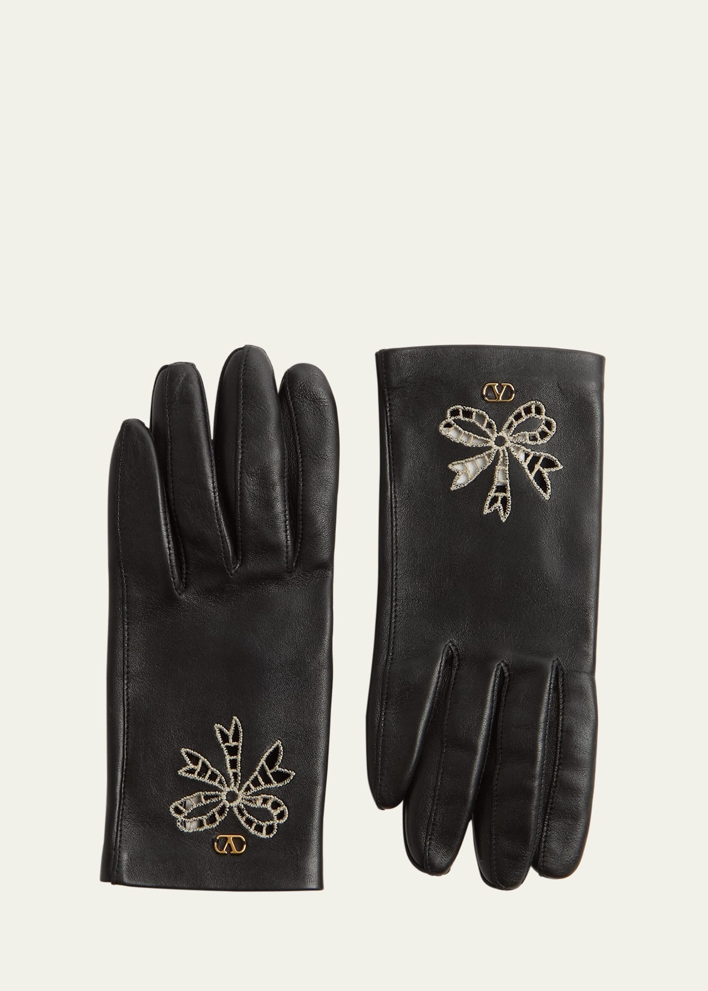 VLOGO Signature Cutout Leather Gloves - 1