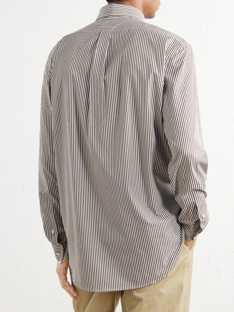 Logo-Embroidered Striped Cotton-Blend Poplin Shirt 4
