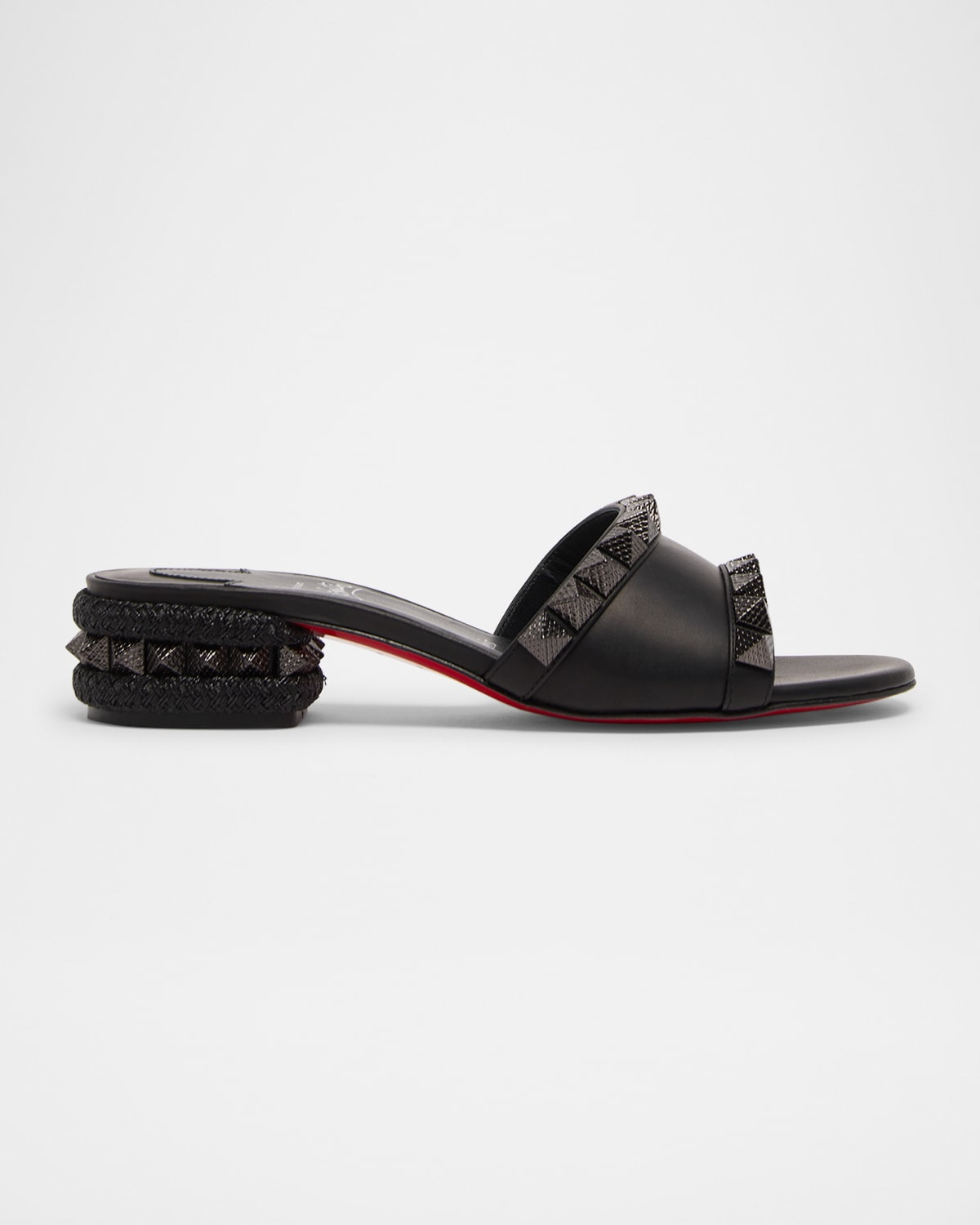 Leather Spike Red Sole Mule Sandals - 1