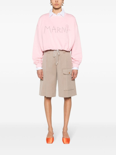 Marni logo-embroidered cropped sweatshirt outlook