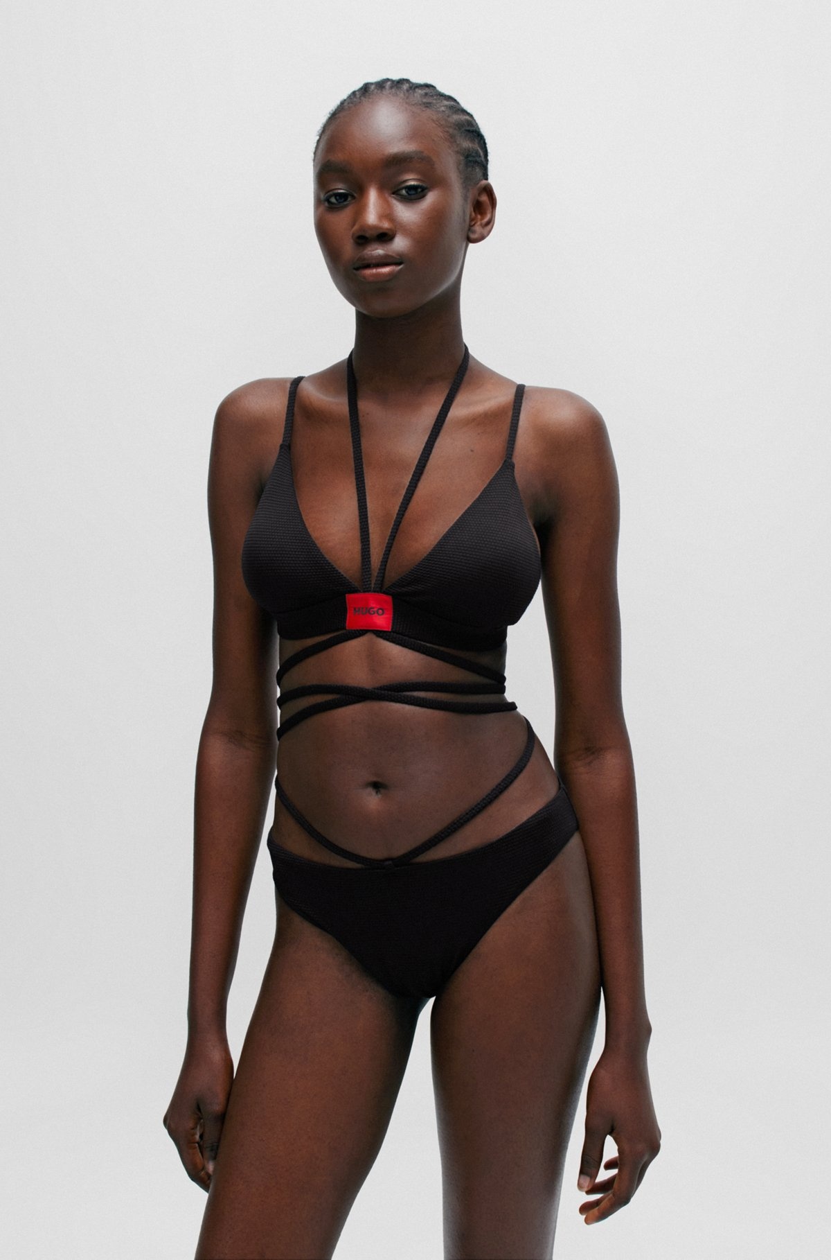 STRUCTURED-JERSEY BIKINI BOTTOMS WITH STRAP DETAILS - 2