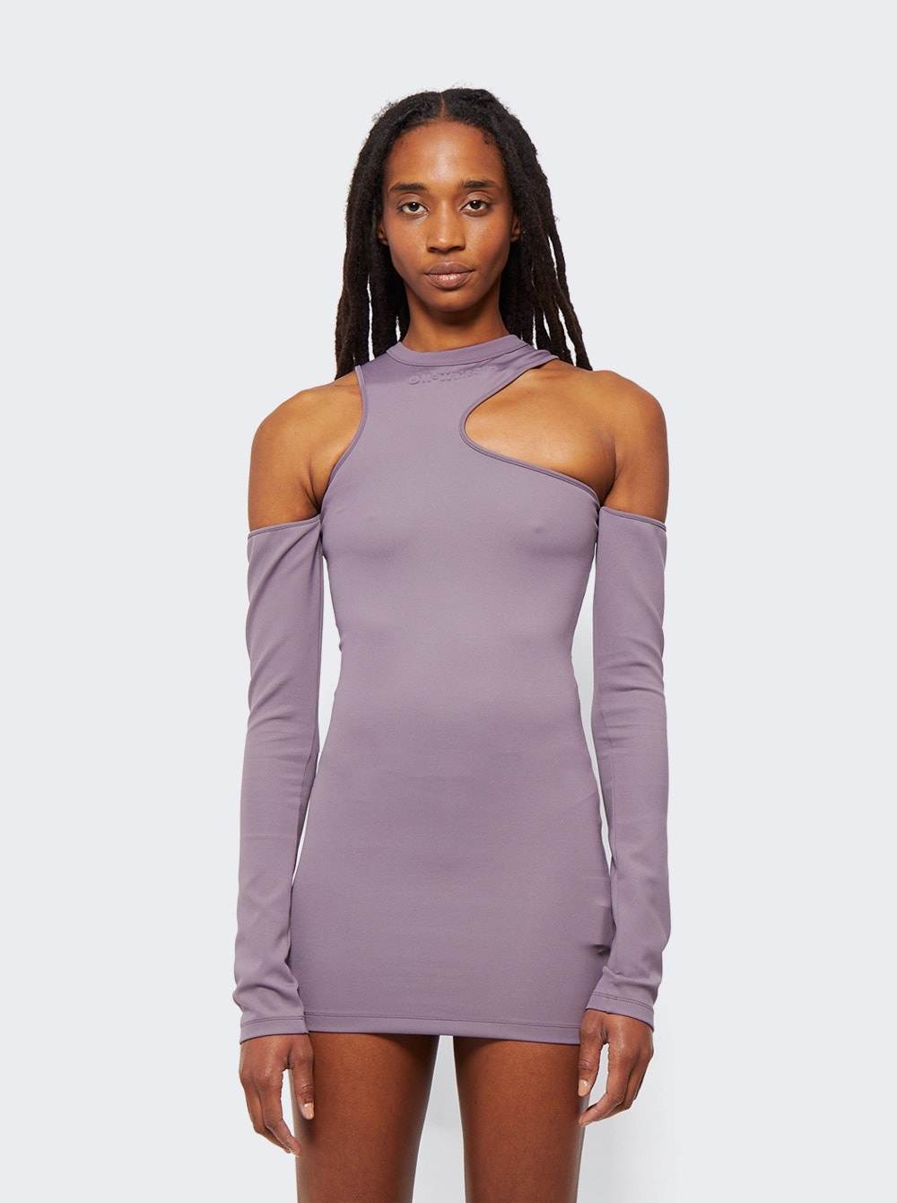 Sleek Asymmetric Mini Dress Purple - 3