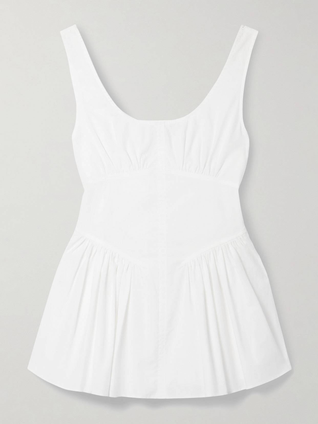 Bader Gathered Stretch-cotton Poplin Peplum Top - 1