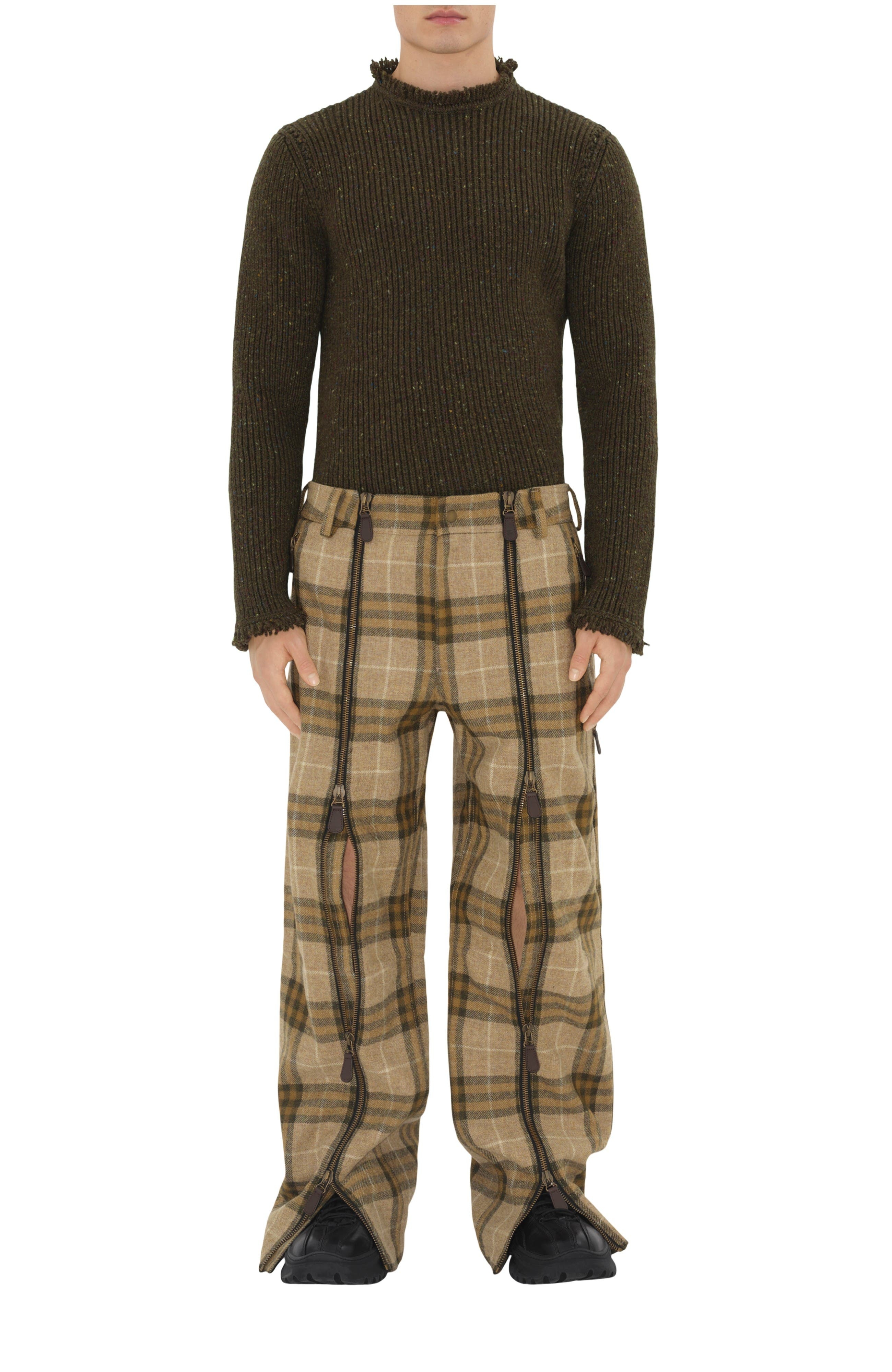 burberry Check Wool Zip Trousers in Camp at Nordstrom - 1