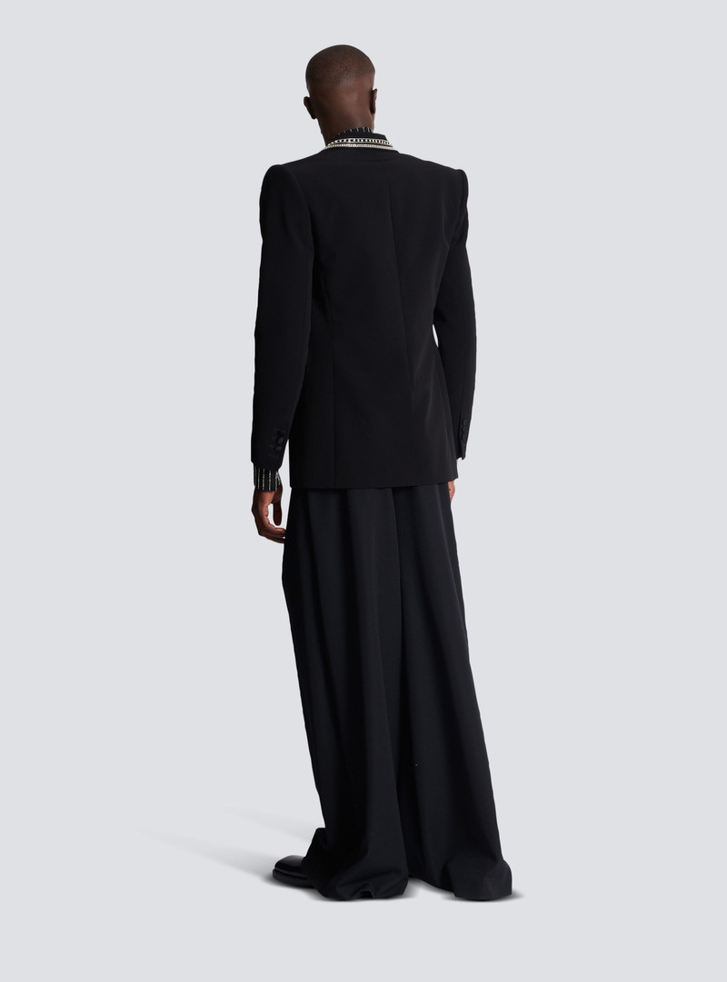 Crepe 1-button jacket with crystals 4