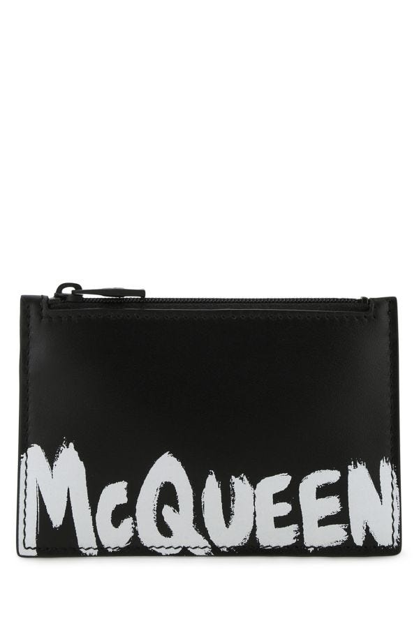 ALEXANDER MCQUEEN Black Leather Card Holder - 1