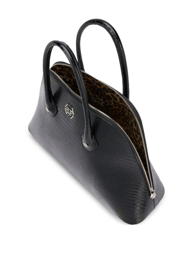large Majestic crocodile-print logo patch shoulder bag 3
