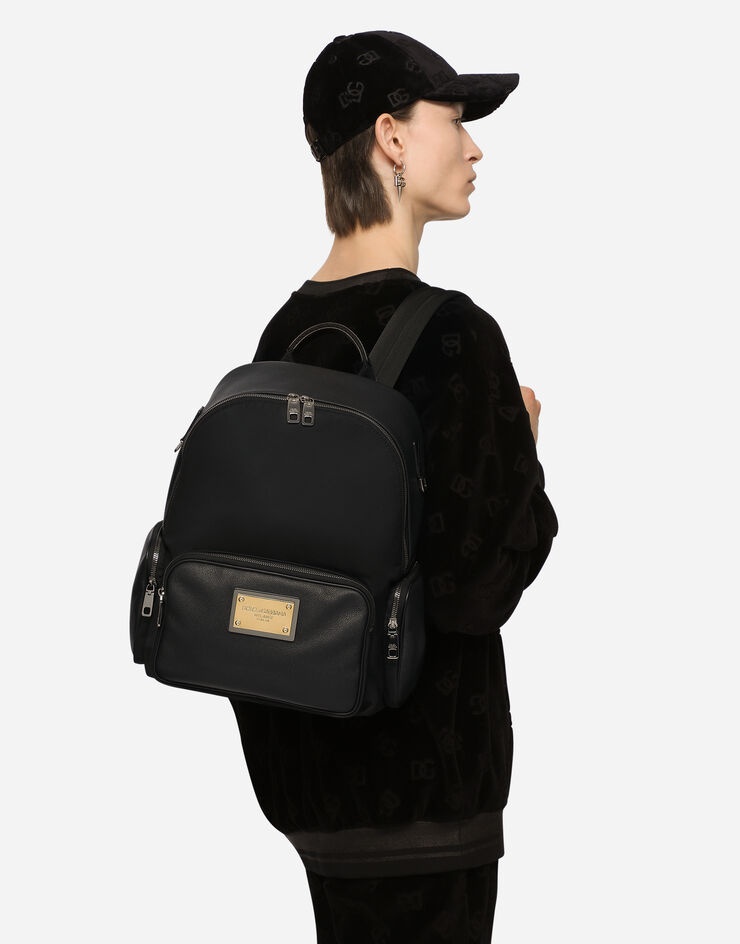 Nylon and grainy calfskin backpack - 2
