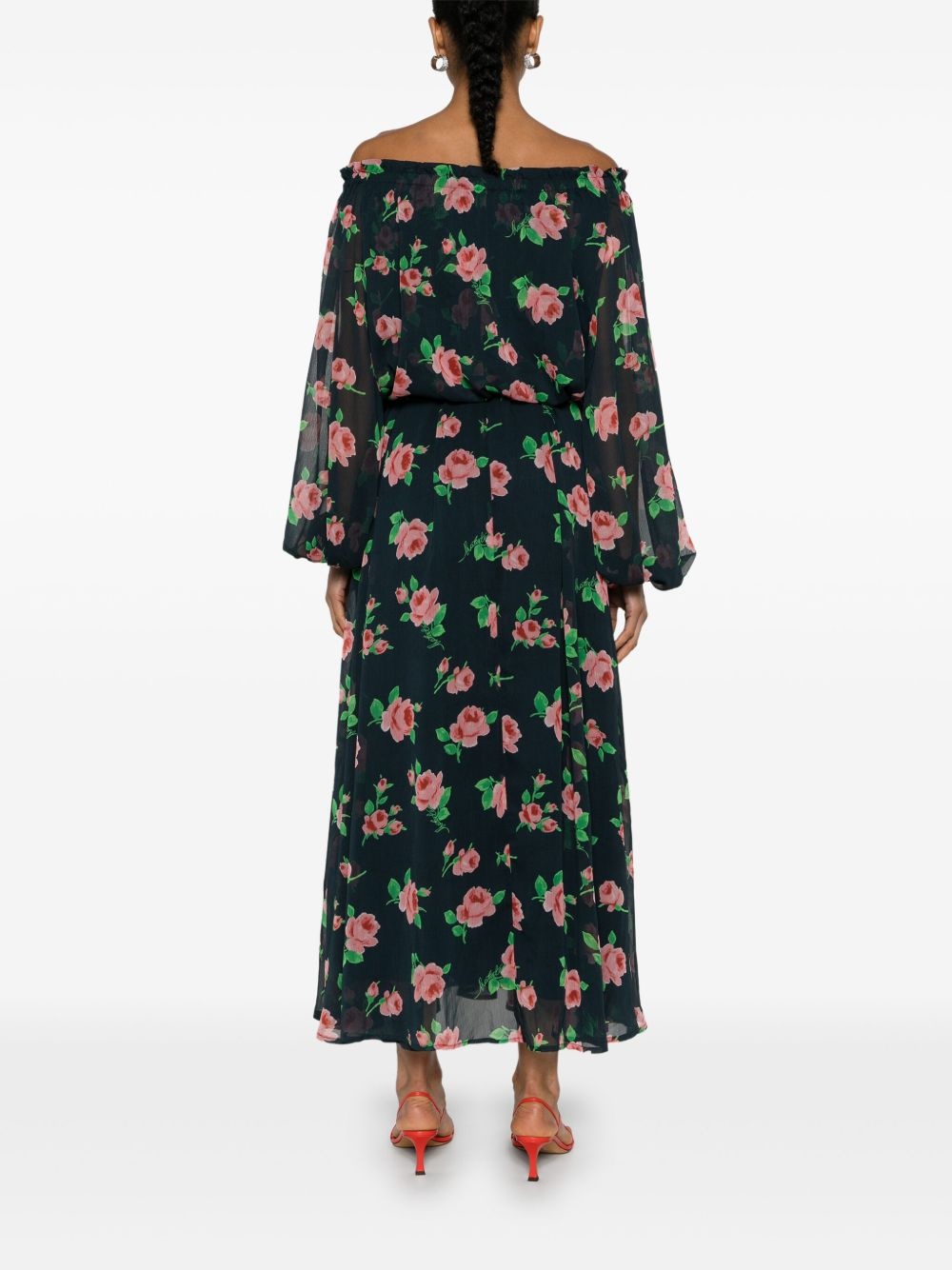 floral-print chiffon maxi dress - 4