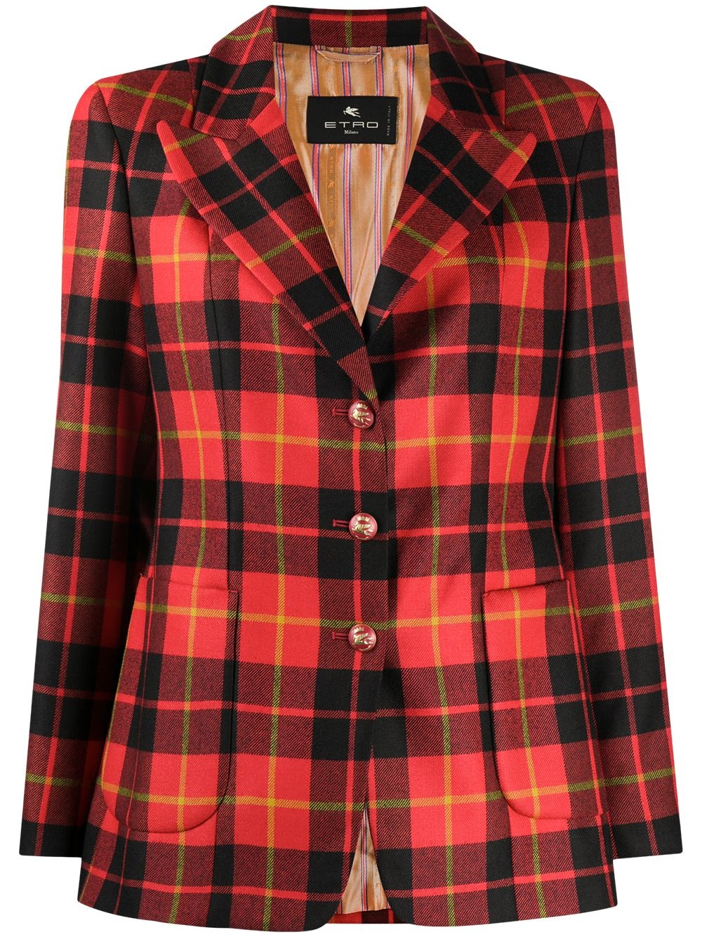 tartan print blazer - 1