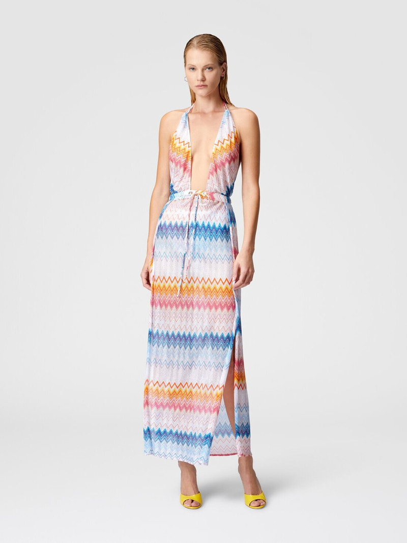 Missoni Long cover-up dress in zig zag lamé viscose blend outlook