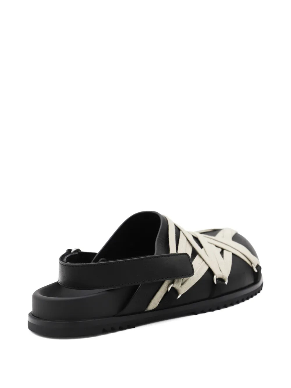 Rick Owens Men Leather Loafers With Crisscross Detail - 3