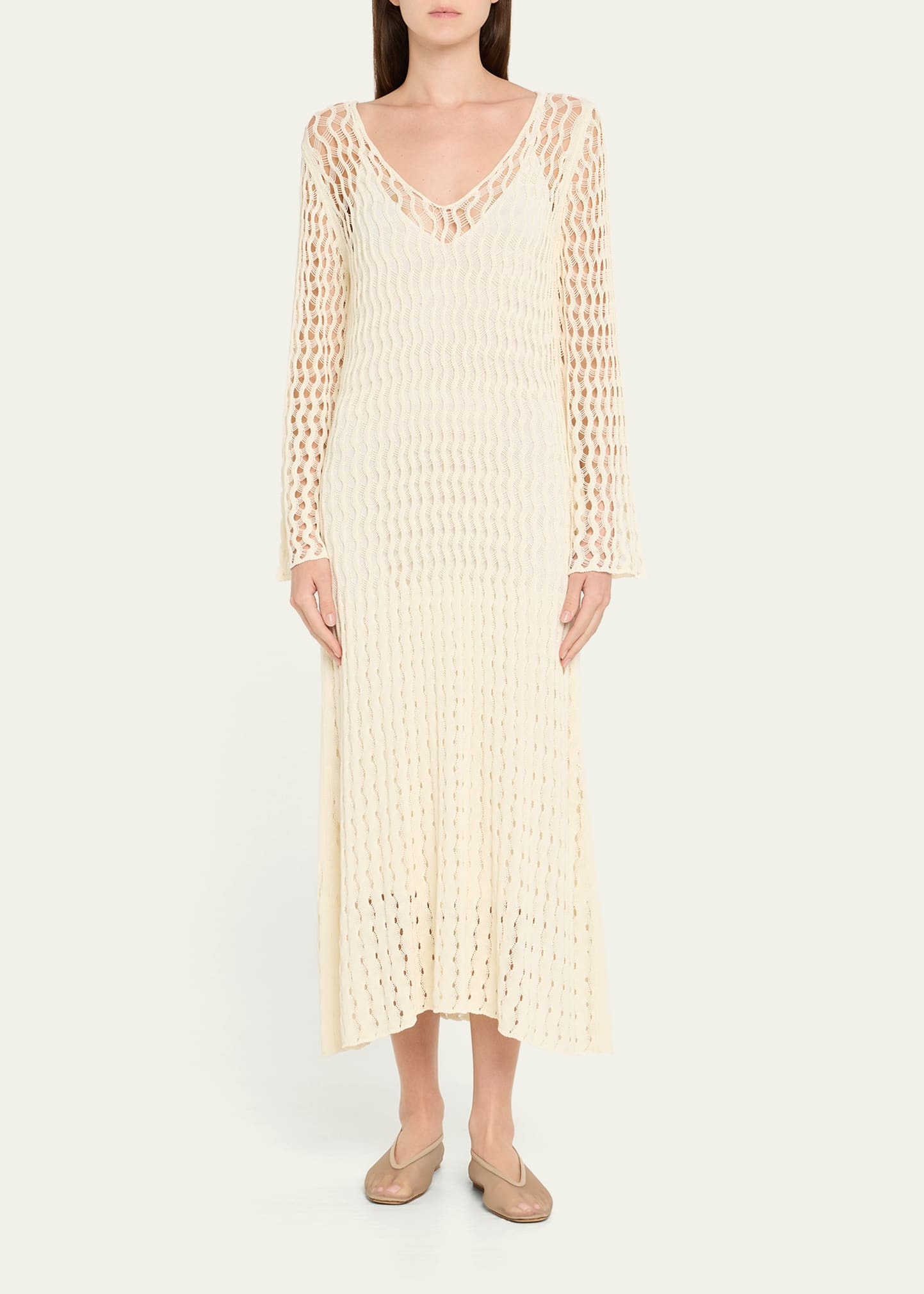 Jemmy Open Knit Long-Sleeve Midi Dress - 2