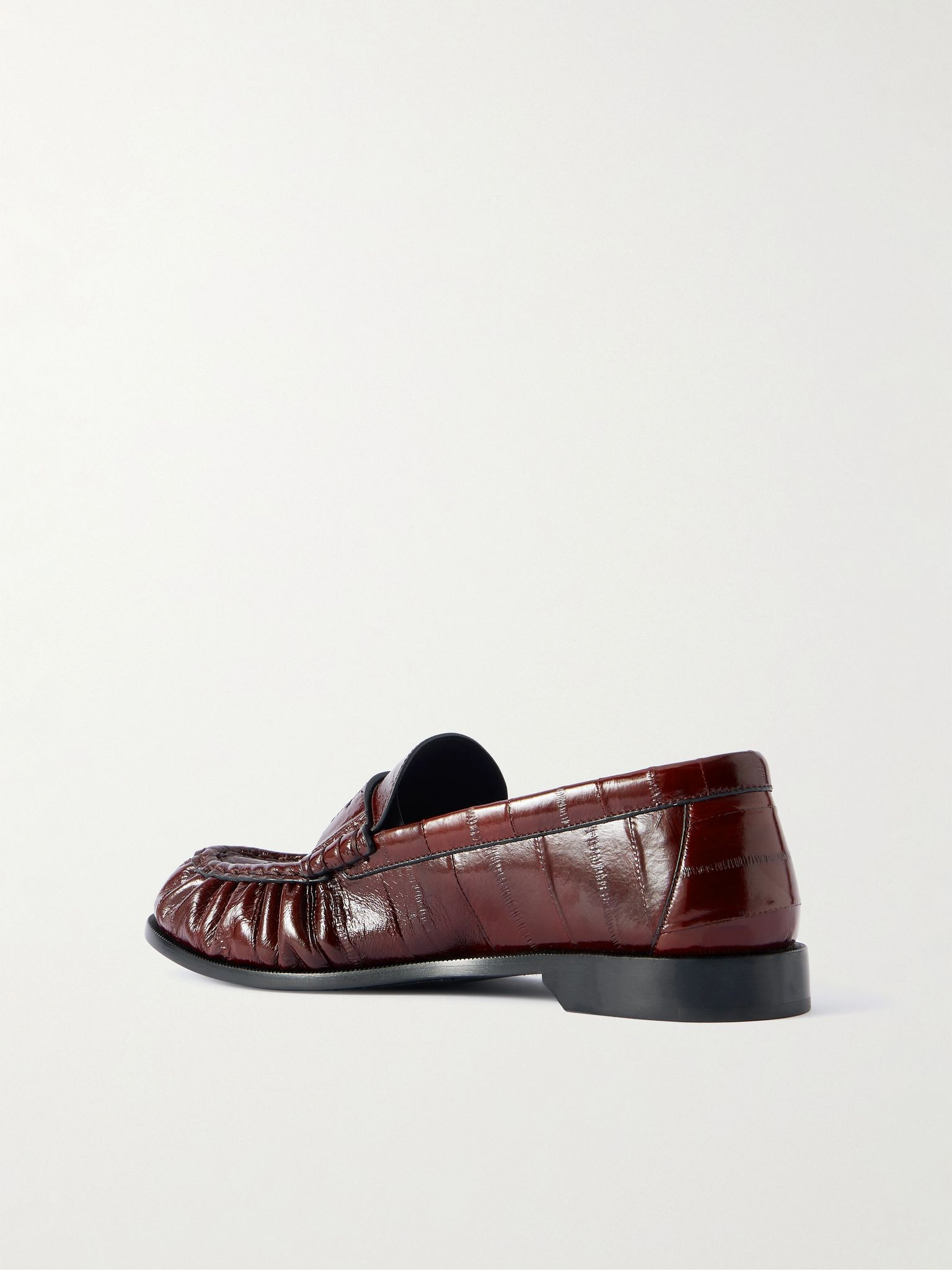Le Loafer Monogram Logo-Appliquéd Eel Penny Loafers Burgundy - 4
