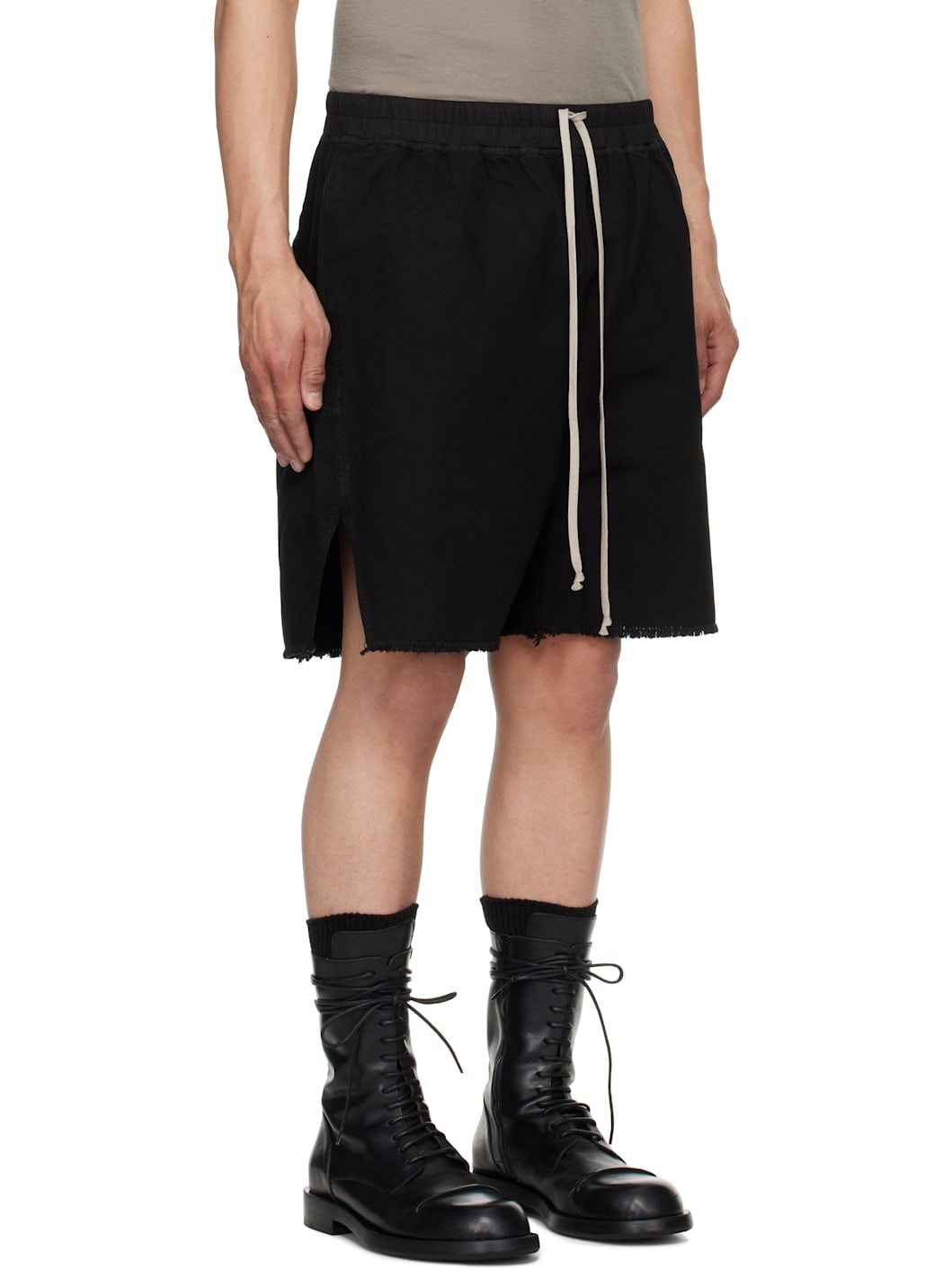 Black Hollywood Long Boxers Butt Zipp Shorts - 2