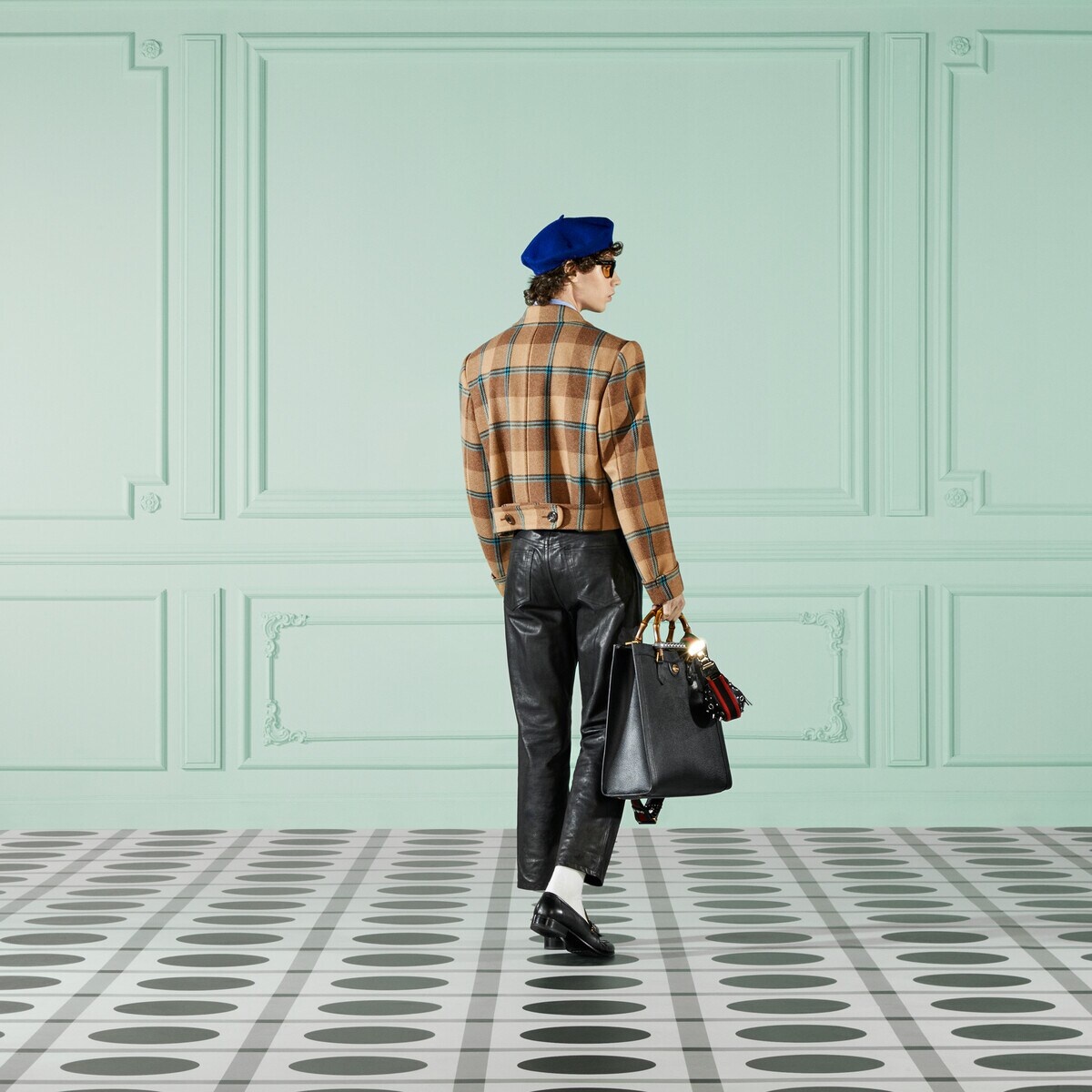 Macro check wool cropped coat - 3