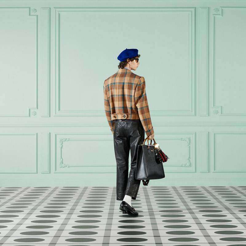 Macro check wool cropped coat 3