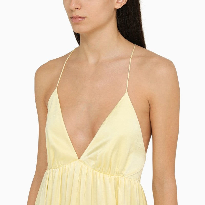 YELLOW SILK LONG DRESS - 4