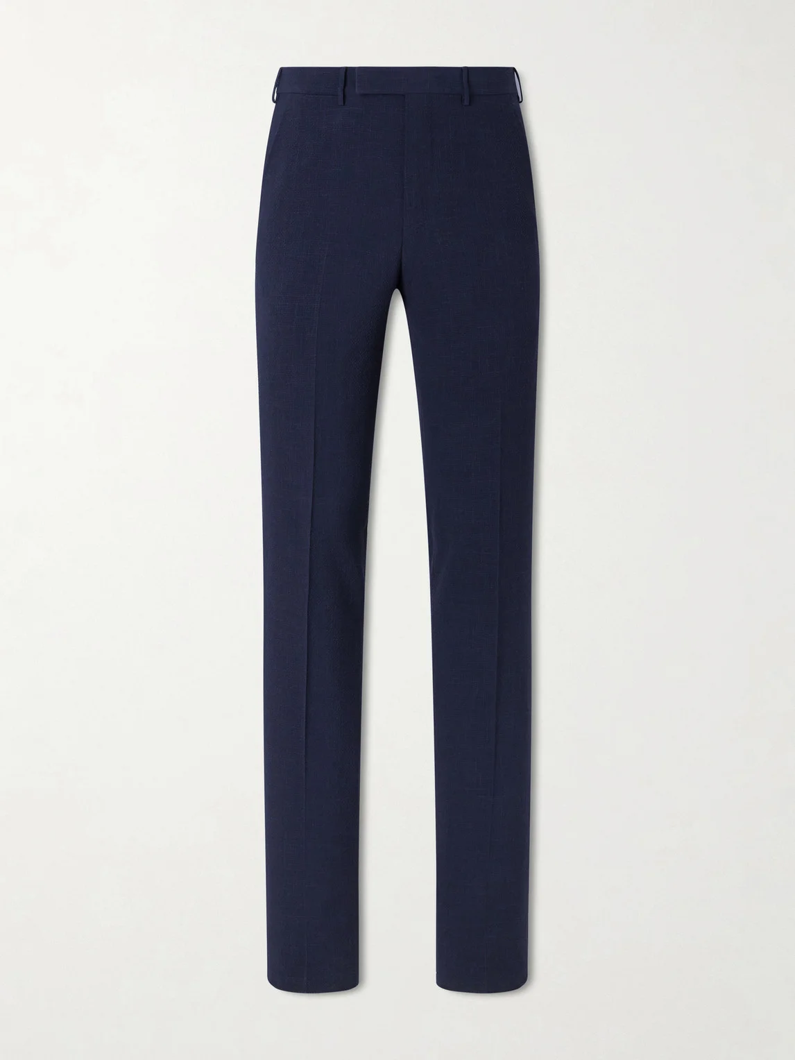 Straight-Leg Wool, Silk and Linen-Blend Seersucker Trousers - 1