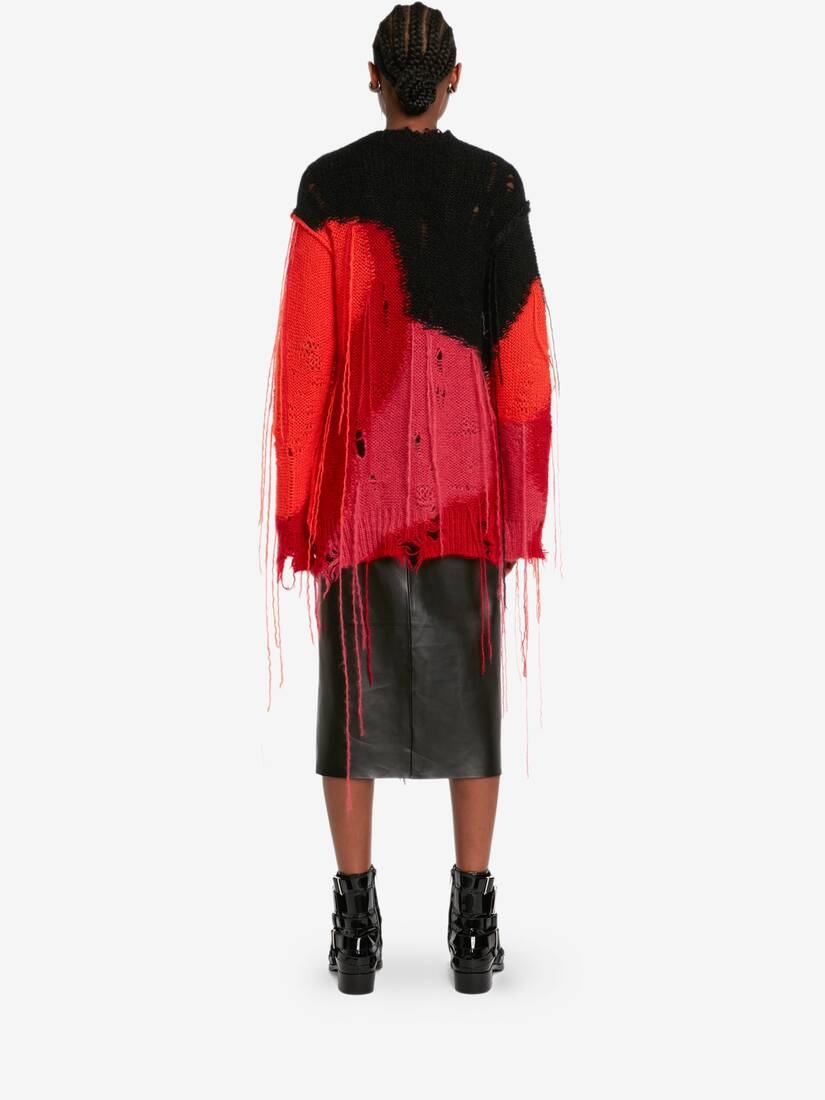 Women's Mushroom Intarsia Jumper in Orange/red - 4